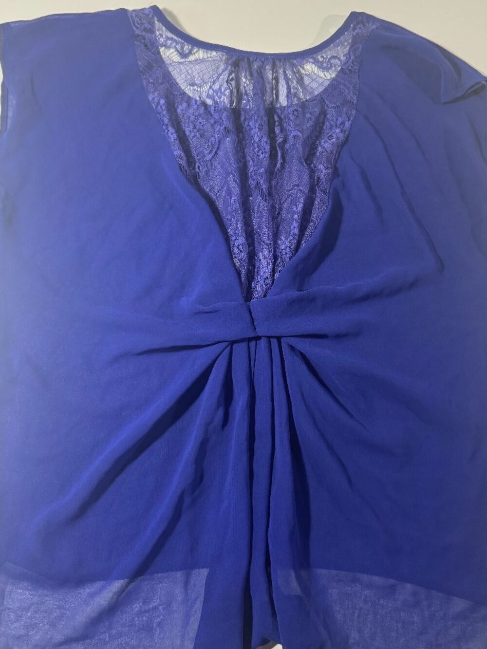 Cache Cobalt Blue Sheer Lace Blouse Size Large Y2K Party Top - Picture 9 of 11